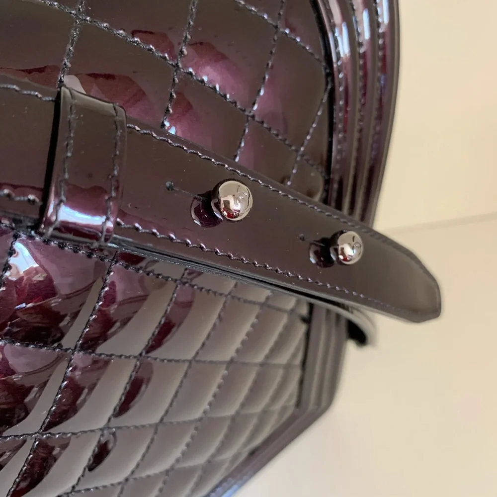 Chanel patent mirrored palladium jumbo le boy bag